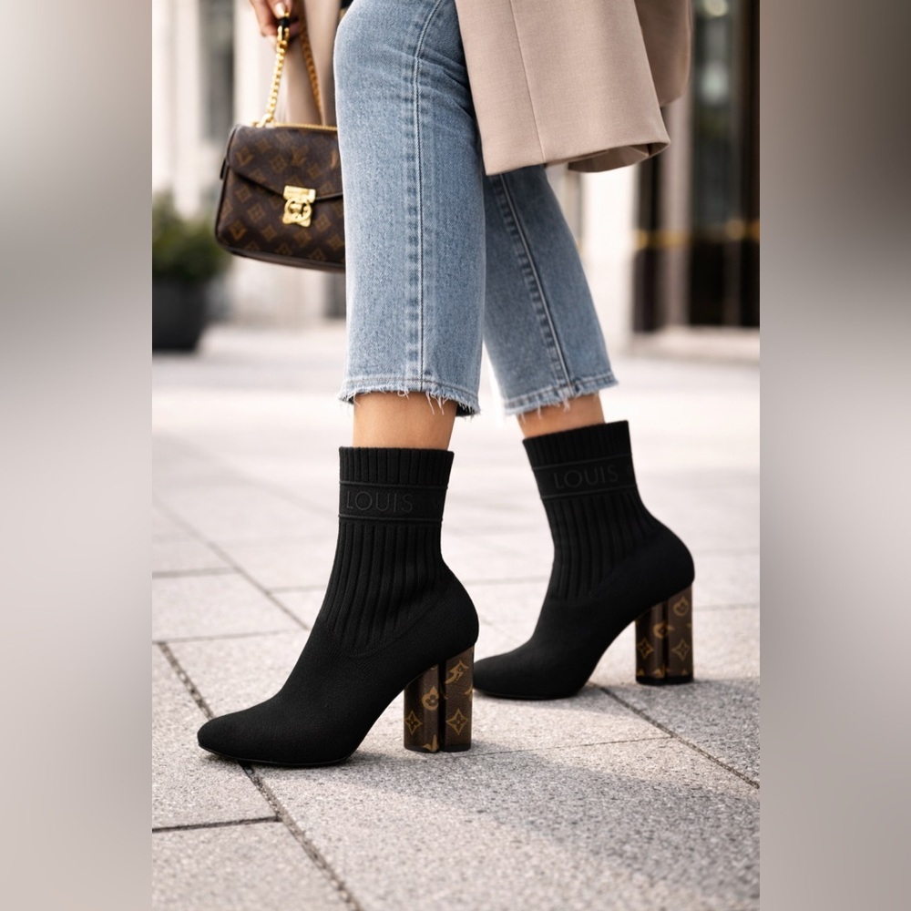 Louis Vuitton Silhouette Monogram Heel Sock Boots
Size 40